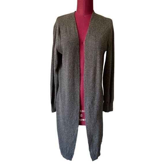 Athleta Cardigan Cashmere Size M Gray Split Back Camino Wrap Duster Sweater - Picture 1 of 9